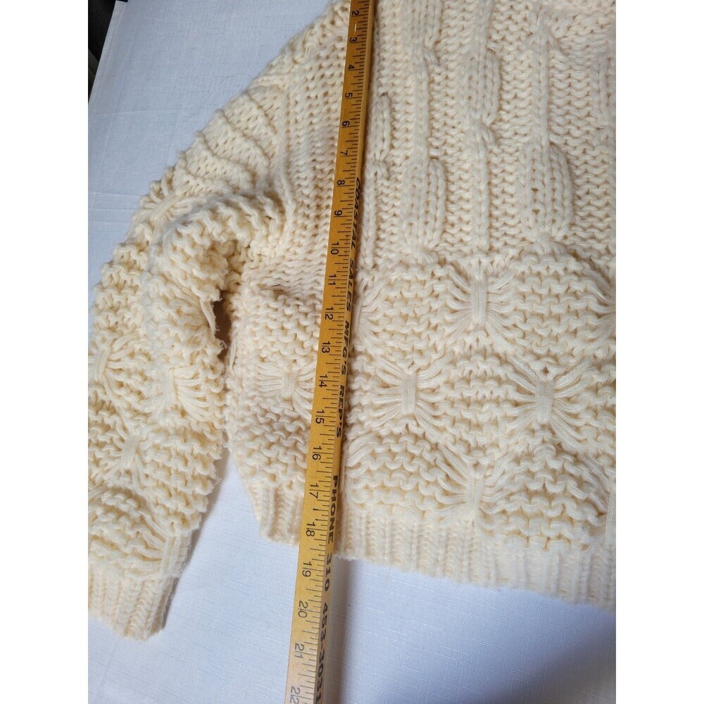 Zara Womens Chunky Sweater Size M Crop Cream Cable Knit - Picture 7 of 10